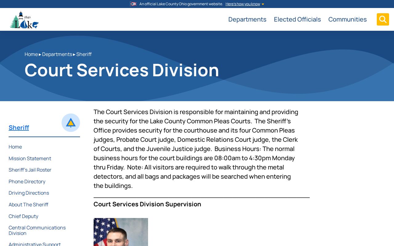 Lake County Court Services Division official warrant information page